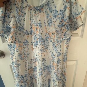 White and blue floral dress